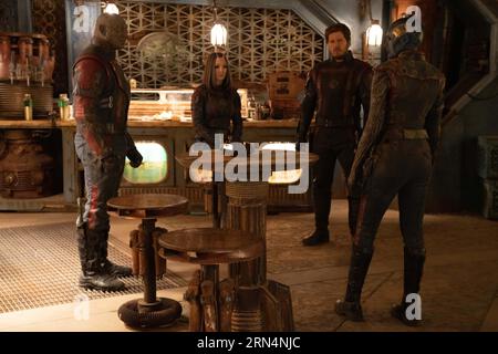 GUARDIANS OF THE GALAXY VOL. 3 (2023) DAVE BAUTISTA  POM KLEMENTIEFF  CHRIS PRATT  KAREN GILLAN  JAMES GUNN (DIR)  WALT DISNEY STUDIOS MOTION PICTURES/MOVIESTORE COLLECTION Stock Photo