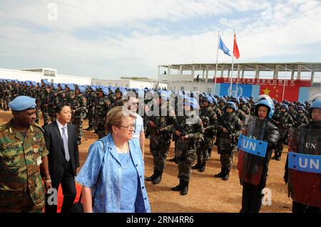 Members of China s peacekeeping infantry battalion stand in formation for inspection by representatives of the Untied Nations at their camp in South Sudan on May 26, 2015. This year marks the 25th anniversary of China s first participation in United nations peacekeeping missions. The two and half decades have witnessed China s diligence in fulfilling its international responsibilities. )(azp) SOUTH SUDAN-UN-PEACE KEEPING-CHINA-INFANTRY BATTALION lixziheng PUBLICATIONxNOTxINxCHN   Members of China S Peacekeeping Infantry Battalion stand in Formation for Inspection by Representatives of The Unti Stock Photo