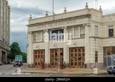 San Antonio, Texas, USA – May 9, 2023: Exterior view of the Central Fire Headquarters historical building in San Antonio, Texas. Stock Photo