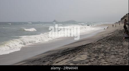 Punta Hermosa Beach in Lima Peru, the wale rock view, Stock Photo