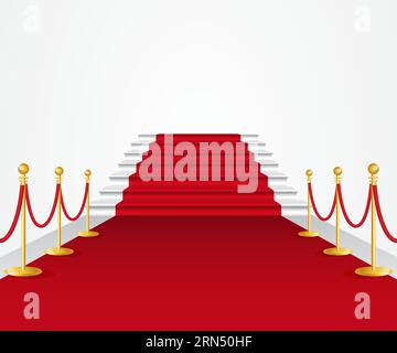 Red carpet with rope railing Stock Vector