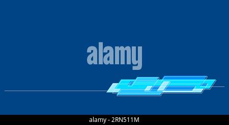 blue digital technology graphic design element in one line minimalist vector illustration for decoration,header,footer,ornament,copy space,etc. Stock Vector