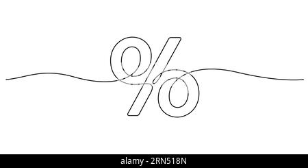 one line drawing of percent symbol minimalist style thin line vector illustration. concept of discount,business,sale marketing,commercial,investment,t Stock Vector