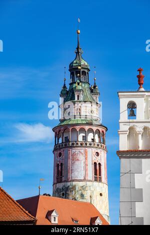 Renaissance Tower, Krumlov Castle Tower, Krumlov, Cesky Krumlov, UNESCO World Heritage, South Bohemia, Bohemia, Czech Republic Stock Photo