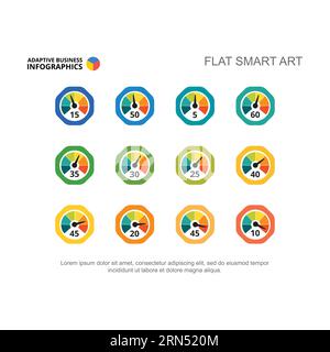 Gauges with different scores vector illustrations set Stock Vector