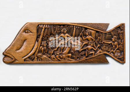 Souvenir, fish carving, relief, Palau Islands, Pacific Ocean Stock Photo