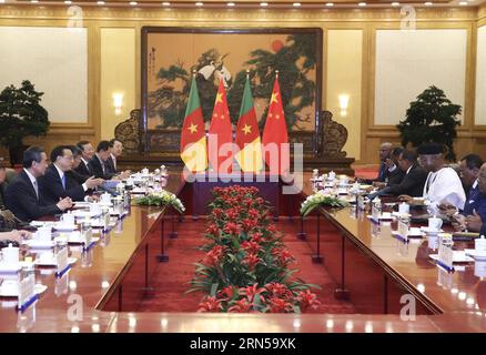 (150618) -- BEIJING, June 18, 2015 -- Chinese Premier Li Keqiang holds talks with Cameroonian Prime Minister Philemon Yang in Beijing, capital of China, June 18, 2015. ) (zkr) CHINA-LI KEQIANG-CAMEROON-PM-TALKS(CN) DingxLin PUBLICATIONxNOTxINxCHN   150618 Beijing June 18 2015 Chinese Premier left Keqiang holds Talks With Cameroonian Prime Ministers Philemon Yang in Beijing Capital of China June 18 2015 CCR China left Keqiang Cameroon PM Talks CN DingxLin PUBLICATIONxNOTxINxCHN Stock Photo