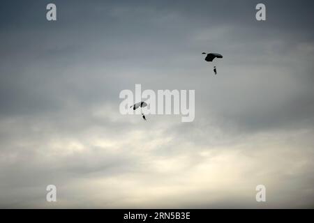 (150619) -- MOSCOW, June 19, 2015 -- Russia s airbone troopers join the International Military-Technical Forum ARMY 2015 near Kubinka in the Moscow Region, Russia, June 19, 2015. The forum was held from June 16 to 19. ) RUSSIA-KUBINKA-ARMY 2015 FORUM PavelxBednyakov PUBLICATIONxNOTxINxCHN   150619 Moscow June 19 2015 Russia S  Troopers Join The International Military Technical Forum Army 2015 Near Kubinka in The Moscow Region Russia June 19 2015 The Forum what Hero from June 16 to 19 Russia Kubinka Army 2015 Forum PavelxBednyakov PUBLICATIONxNOTxINxCHN Stock Photo