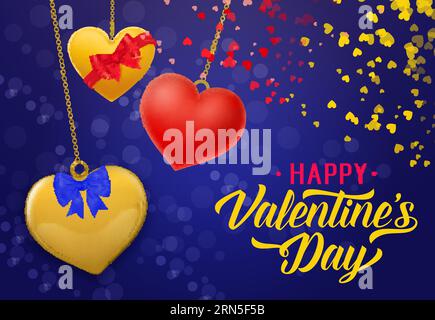 Valentines Day Inscription and Hearts Stock Vector