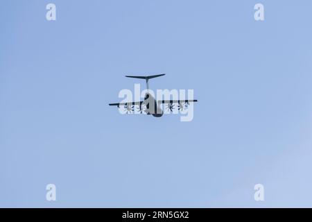 German military aircraft in the sky, cargo plane, Bavaria, Germany Stock Photo