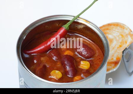 Chilli con carne, canned bean stew Stock Photo