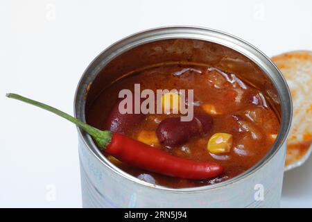 Chilli con carne, canned bean stew Stock Photo