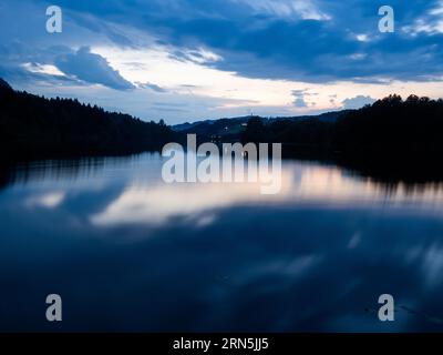 Evening atmosphere at Rauschelesee, blue hour, Keutschacher Seental, Carinthia, Austria Stock Photo
