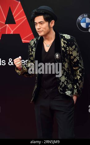 (150627) -- TAIPEI, June 27, 2015 -- Singer Jay Chou poses on the red carpet as he arrives for the 26th Golden Melody Awards in Taipei, southeast China s Taiwan, June 27, 2015. ) (mp) CHINA-TAIPEI-GOLDEN MELODY AWARDS (CN) WuxChing-teng PUBLICATIONxNOTxINxCHN   150627 Taipei June 27 2015 Singer Jay Chou Poses ON The Red Carpet As he arrives for The 26th Golden MELODY Awards in Taipei South East China S TAIWAN June 27 2015 MP China Taipei Golden MELODY Awards CN WuxChing Teng PUBLICATIONxNOTxINxCHN Stock Photo