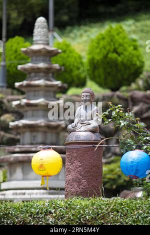 Buddha figure in the Chunjinam Hermitage at Baekyangsa Temple, main temple of the Jogye Order of Korean Buddhism, Bukha-myeon, Jangseong, South Stock Photo