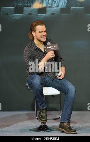 (150702) -- BEIJING, July 2, 2015 -- American actor Matt Damon attends the press conference of the movie The Great Wall in Beijing, capital of China, July 2, 2015. Directed by Zhang Yimou, the movie is expected to hit the global screen in November next year. ) (mp) CHINA-BEIJING-MOVIE-THE GREAT WALL-PRESS CONFERENCE (CN) LixXin PUBLICATIONxNOTxINxCHN   150702 Beijing July 2 2015 American Actor Matt Damon Attends The Press Conference of The Movie The Great Wall in Beijing Capital of China July 2 2015 Directed by Zhang Yimou The Movie IS expected to Hit The Global Screen in November Next Year MP Stock Photo