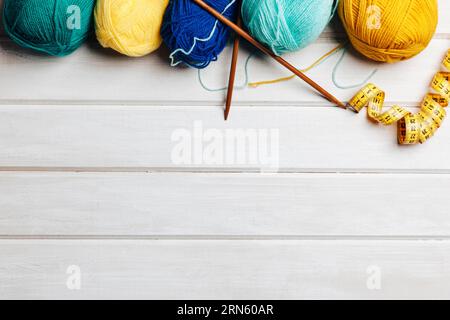 Yellow blue wool with space bottom Stock Photo