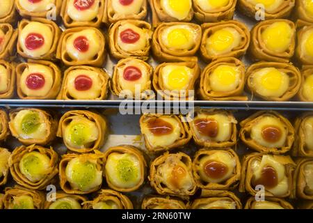 Greece, Dodecanese, Karpathos, port city of Pigadia, bakery, pastries Stock Photo
