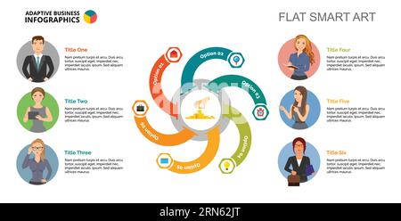 Six colleagues process chart template for presentation Stock Vector ...