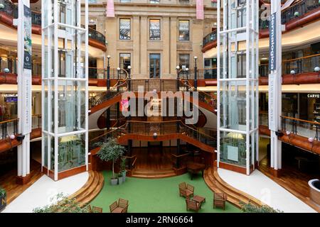 Interior View, Staircase, Princes Square Shopping Centre, 48 Buchanan Street, Glasgow, Scotland, United Kingdom Stock Photo