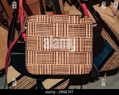 Women's bag made of dyed vegetable fibers, craftsmanship from this Brazilian, state of Maranhão. Stock Photo