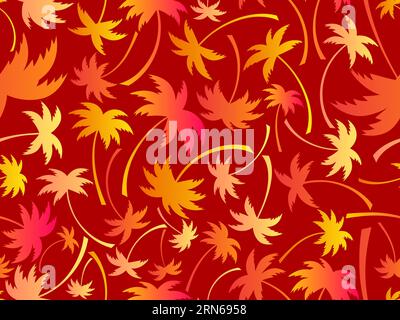 Palm trees silhouettes seamless pattern. Colorful gradient palm trees. Summer time, wallpaper with tropical pattern. Design for printing t-shirts, ban Stock Vector