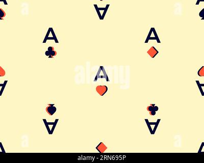 Seamless pattern with card suits Ace: diamonds, hearts, clubs, spades on a beige background. Symbols of card suits in 3d style. Design for print, typo Stock Vector