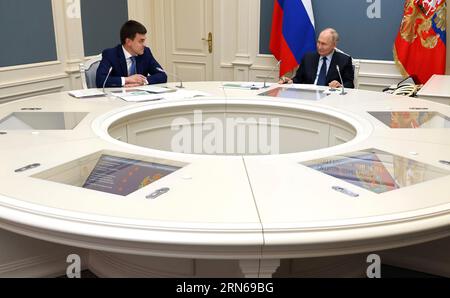 From left to right: Governor of the Moscow Region Andrei Vorobyov ...