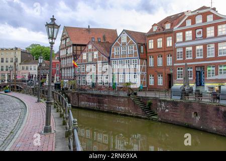 Medieval Historic Merchant and Warehouse Houses at the Hanseatic Harbour, Old Town, Stade, Lower Saxony, Germany Stock Photo