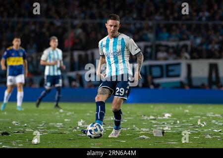 Avellaneda, Argentina. 30th Aug, 2023. Anibal Moreno of Racing seen in action during a second leg quarter final match between Racing Club and Boca Juniors as part of Copa CONMEBOL Libertadores 2023 at Presidente Peron Stadium. Boca Juniors beat Racing 4-1 in penalties to qualify for the Copa Libertadores semi-final. Credit: SOPA Images Limited/Alamy Live News Stock Photo