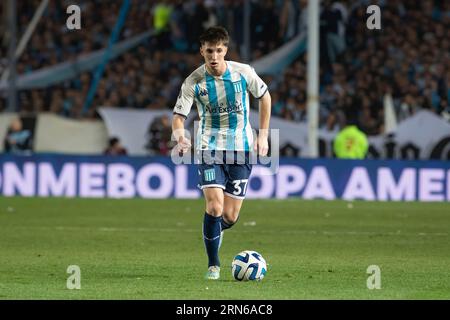 Avellaneda, Argentina. 30th Aug, 2023. Baltasar Rodríguez of Racing seen in action during a second leg quarter final match between Racing Club and Boca Juniors as part of Copa CONMEBOL Libertadores 2023 at Presidente Peron Stadium. Boca Juniors beat Racing 4-1 in penalties to qualify for the Copa Libertadores semi-final. Credit: SOPA Images Limited/Alamy Live News Stock Photo
