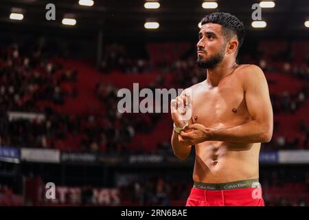 Enschede, Netherlands. 31st Aug, 2023. ENSCHEDE, NETHERLANDS - AUGUST 31: Naci Unuvar of FC Twente looks dejected after defeat during the UEFA Europa Conference League Play-Off Leg Two match between FC Twente and Fenerbahce at De Grolsch Veste on August 31, 2023 in Enschede, Netherlands. (Photo by Joris Verwijst/Orange Pictures) Credit: Orange Pics BV/Alamy Live News Stock Photo