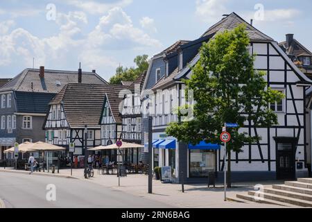 Half-timbered houses in the old town, Herdecke, Ruhr area, North Rhine-Westphalia, Germany Stock Photo