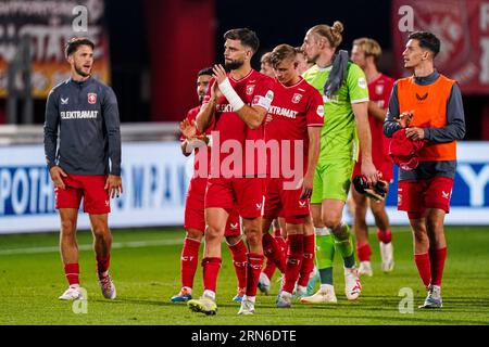 Enschede, Netherlands. 31st Aug, 2023. ENSCHEDE, NETHERLANDS - AUGUST 31: Robin Propper of FC Twente, Naci Unuvar of FC Twente, Max Bruns of FC Twente Ricky van Wolfswinkel of FC Twente, Goalkeeper Lars Unnerstall of FC Twente looks dejected after defeat during the UEFA Europa Conference League Play-Off Leg Two match between FC Twente and Fenerbahce at De Grolsch Veste on August 31, 2023 in Enschede, Netherlands. (Photo by Joris Verwijst/Orange Pictures) Credit: Orange Pics BV/Alamy Live News Stock Photo