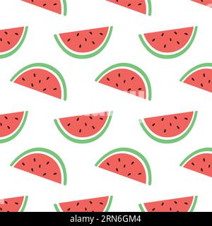 Watermelon Slice Pattern. Watermelon Vector Illustration. Fresh Summer Fruit Pattern. Cute Summer Pattern. Watermelon Vector Background Stock Vector