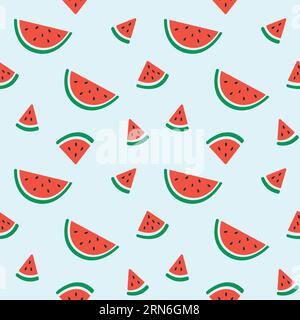 Watermelon Slice Pattern. Watermelon Vector Illustration. Fresh Summer Fruit Pattern. Cute Summer Pattern. Watermelon Vector Background Stock Vector