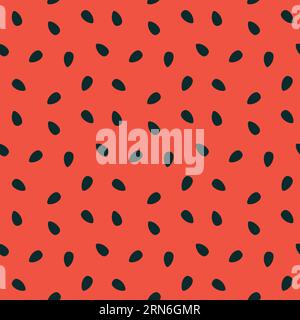 Watermelon Seeds Pattern On Red Background. Summer Pattern Vector Illustration Stock Vector