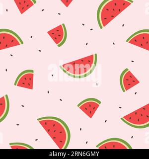 Watermelon Slice Pattern. Watermelon Vector Illustration. Fresh Summer Fruit Pattern. Cute Summer Pattern. Watermelon Vector Background Stock Vector