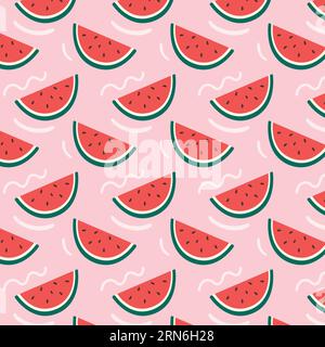Watermelon Slice Pattern. Watermelon Vector Illustration. Fresh Summer Fruit Pattern. Cute Summer Pattern. Watermelon Vector Background Stock Vector