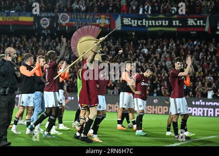 Prague, Czech Republic. 31st Aug, 2023. Players of Sparta Praha celebrates the win during the UEFA Europa League Play Off Round Second Leg match between Sparta Praha and Dinamo Zagreb at Letna Stadium on August 31, 2023 in Prague, Czech Republic. Photo: Marko Lukunic/PIXSELL Credit: Pixsell/Alamy Live News Stock Photo