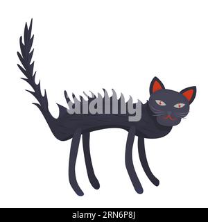 Scary witch black cat, vector color illustration for Halloween Stock Vector