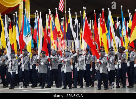 Kuala Lumpur, Malaysia. 31st Aug, 2023. Malaysian students march during the 66th National Day celebrations parade in Putrajaya. Hari Merdeka (Independence Day) is a national day of Malaysia to commemorate the independence of the Federation of Malaya from the British colonial rule. (Photo by Wong Fok Loy/SOPA Images/Sipa USA) Credit: Sipa USA/Alamy Live News Stock Photo