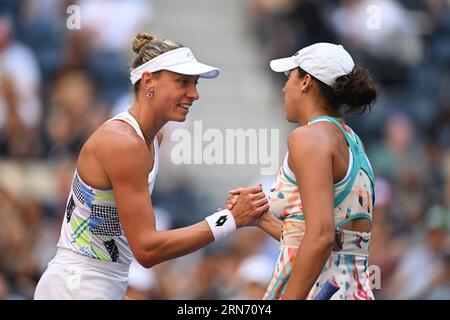 New York, United States. 31st Aug, 2023. Belgian Yanina Wickmayer congratulates American Madison Keys who won 6-1, 6-2 a tennis match between Belgian Wickmayer and American Keys, in the second round of the Women's Singles at the 2023 US Open Grand Slam tennis tournament in New York City, USA, Thursday 31 August 2023. BELGA PHOTO TONY BEHAR Credit: Belga News Agency/Alamy Live News Stock Photo