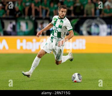 Budapest, Hungary. 31st August, 2023. Barnabas Varga of Ferencvarosi TC runs with the ball during the UEFA Europa Conference League Play Off Round Second Leg match between Ferencvarosi TC and FK Zalgiris Vilnius at Groupama Arena on August 31, 2023 in Budapest, Hungary. Credit: Laszlo Szirtesi/Alamy Live News Stock Photo