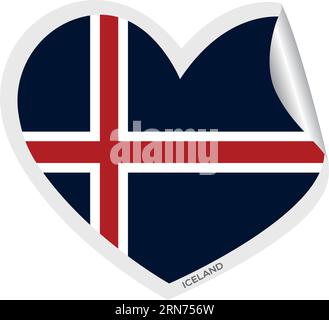 Isolated heart shape with the flag of Iceland Vector Stock Vector