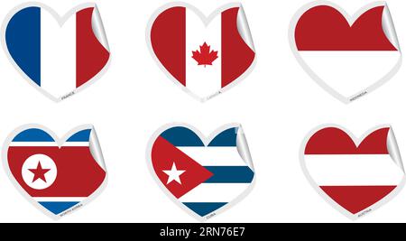 Set of heart shapes with different flags Vector Stock Vector