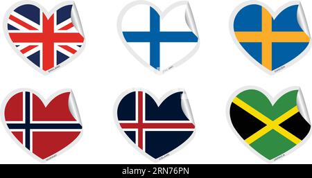 Set of heart shapes with different flags Vector Stock Vector