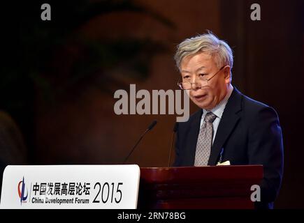 File photo taken on March 22, 2015 shows Jin Liqun addressing the 2015 China Development Forum in Beijing, capital of China. The 6th Chief Negotiators Meeting on establishing the Asian Infrastructure Investment Bank (AIIB) agreed on August 24 to name Jin Liqun, a former Chinese official, as the official candidate for the bank s president. ) (zhf) GEORGIA-TBILISI-AIIB-PRESIDENT CANDIDATE LixXin PUBLICATIONxNOTxINxCHN   File Photo Taken ON March 22 2015 Shows Jin Liqun addressing The 2015 China Development Forum in Beijing Capital of China The 6th Chief negotiators Meeting ON establishing The As Stock Photo