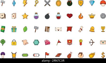 Set of colored gaming icons Vector Stock Vector