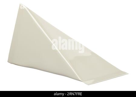 Cardboard triangle box packing, white mockup, template. 3D rendering isolated on white background Stock Photo